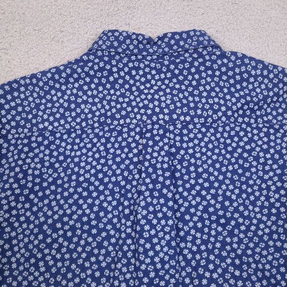 Old Navy Shirt Mens‎ Medium Slim Fit Blue Geometric Long Sleeve Button Down - Picture 14 of 14